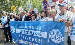 KESK'ten  bakanlık önünde basın açıklaması: Sefalet ücretini kabul etmeyeceğiz