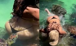 Zanzibar tatilinde korkulu dolu anlar: Deniz kaplumbağası Cynthia Benitez’e saldırdı