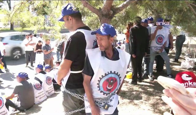 Doruk Madencilik işçileri yeniden eylemde: Holding binası önünde kendilerini zincirlediler