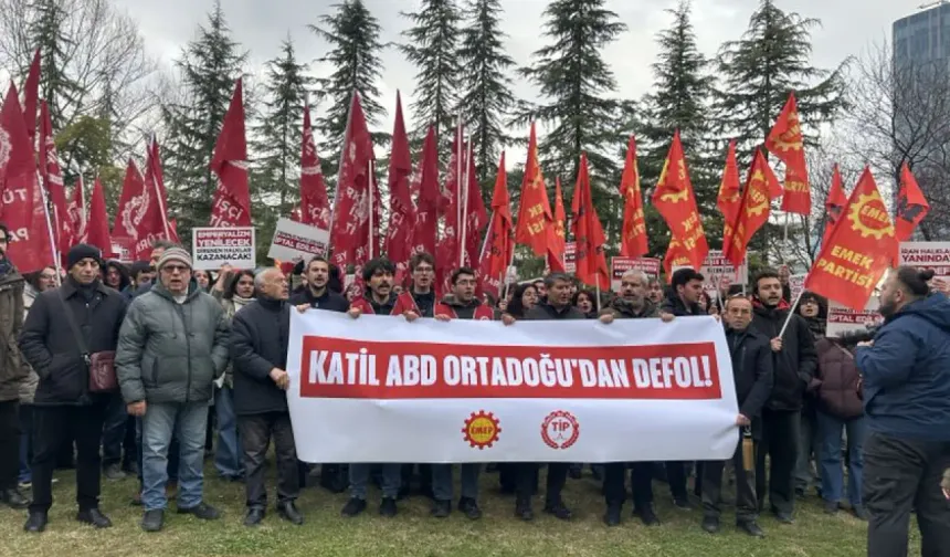 EMEP ve TİP ABD Büyükelçiliği önünden seslendi: 'ABD ve İsrail saldırganlığı son bulsun'